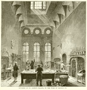 Cozinha do St. Jamess Palace, no tempo de George III de English School