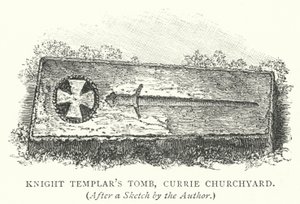 Túmulo do Cavaleiro Templário, Adro do Currie (gravura) de English School