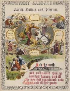 Korah, Dathan e Abiram (gravura colorida) de English School