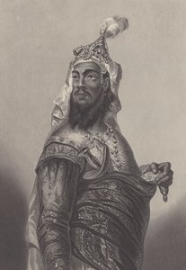 Kunwar Singh, comandante militar indiano contra os britânicos em Bihar durante o motim indiano (gravura) de English School