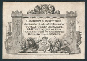 Lambert & Rawlings, ourives, joalheiros e ourives, cartão comercial de English School