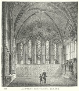 Janela de lanceta, Catedral de Hereford (gravura) de English School