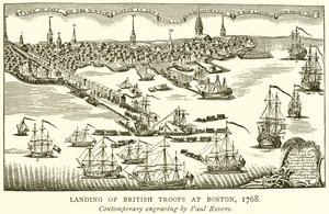 Aterrissagem de tropas britânicas em Boston, 1768 de English School