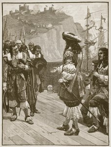 Desembarque de Carlos II em Dover, 26 de maio de 1660, ilustração da História Ilustrada de Cassells da Inglaterra (foto em sépia) de English School