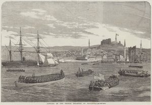 Aterragem da Infantaria Francesa em Gallipoli (gravura) de English School