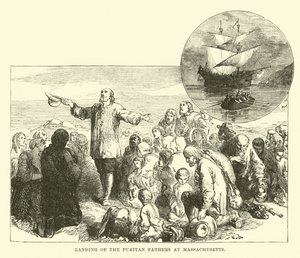 Desembarque dos Padres Puritanos em Massachusetts de English School