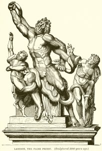 Laocoonte, o Falso Sacerdote. (Esculpida há 3000 anos) (gravura) de English School