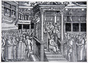 Latimer pregando antes de Edward VI, ilustração de The History of the Nation de English School