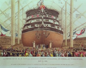 Lançamento do HMS Royal Albert, Screw Steamer, 131 armas, em Woolwich, 13 de maio de 1854 de English School