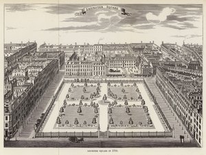 Leicester Square em 1700 de English School