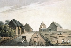 Les Quatre Bras, olhando para Waterloo, publicado por R. Bowyer de English School