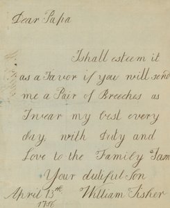 Carta de William Fisher (autógrafo) de English School