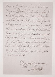 Carta de Carlos I ao Duque de Buckingham de English School