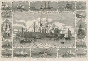 Leviatã 1858; montagem de imagens mostrando o progresso da navegação a vapor