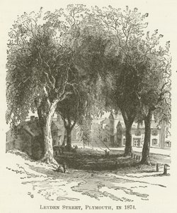 Leyden Street, Plymouth, em 1874 de English School
