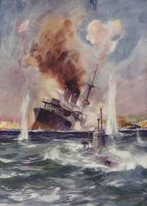 Tenente Holbrook leva submarino B11 sob as minas em Dardanelos e afunda um encouraçado turco de English School