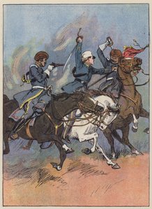 O Tenente Roberts guarda a bandeira (cor litho) de English School