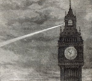 Luz na Torre do Relógio, Casas do Parlamento da The Illustrated London News, 16 de agosto de 1873 de English School