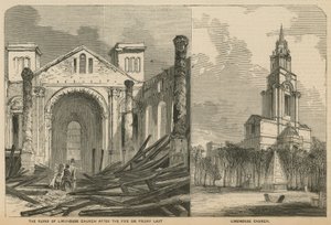 Igreja de Limehouse antes e depois do incêndio de English School