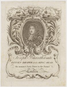 Roupa de cama de linho, John Burnthwaite, cartão de comércio de English School