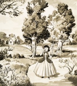 Página de quebra-cabeça de Little Bo Peep de English School