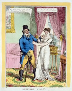 Alojamentos para alugar, pub. 1814 (gravura colorida à mão) de English School