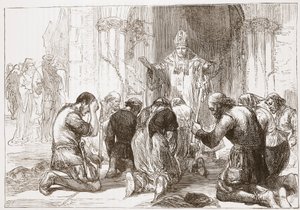 Lolardos fazendo a abjuração de sua fé, ilustração da História do Protestantismo por James Aitken Wylie (1808-1890), pub. 1878 de English School