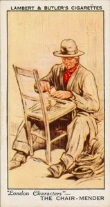 Personagens de Londres: O remendador de cadeiras (litografia a cores) de English School