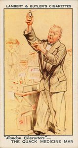 Personagens de Londres: O curandeiro charlatão (litografia a cores) de English School