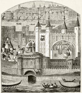 Londres e a Torre de Londres no século 15, de "A História Nacional e Doméstica da Inglaterra", de William Hickman Smith Aubrey (1858-1916) publicaram Londres, c.1890 de English School