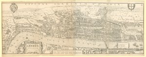 Londres no Reino da Rainha Elizabeth I, fac-símile (reduzida) do mapa de Aggas 1560