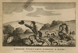 Desportistas londrinos à procura de uma lebre (gravura) de English School