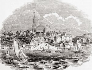 Londonderry, Irlanda do Norte, de Old England: A Pictorial Museum, pub. 1847 de English School