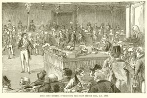 Lord John Russell Apresentando a Primeira Lei de Reforma, 1831 DC de English School