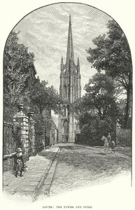Louth: A torre e o pináculo (gravura) de English School