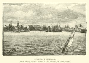 Porto de Lowestoft. Iate que faz para a entrada ao lago Lothing, para Oulton Broad de English School