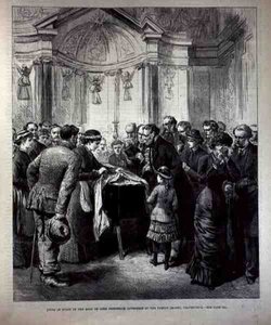 Mentir no Estado, o Corpo do Senhor Frederick Cavendish (1836-82) na Capela da Família, Chatsworth, de The Illustrated London News, 20 de maio de 1882 de English School