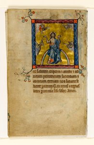 MS 1-2005, fol. 8v: Cristo em julgamento, em miniatura do saltério de Macclesfield, uso de Sarum, East Anglia, c.1330 de English School