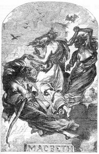 Macbeth - Ilustração em "Completes de William Shakespeare" 1866 - As ilustrações e a forma geral desta edição são emprestadas do Shakespeare ilustrado de Cassell, publicado em Londres de English School