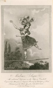 Madame Saqui, a célebre artista na corda em Vauxhall Gardens, Londres de English School