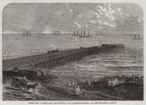 Madras Pier, na Screw-Piles, a Invenção do Sr. Alexander Mitchell, CE (gravura) de English School
