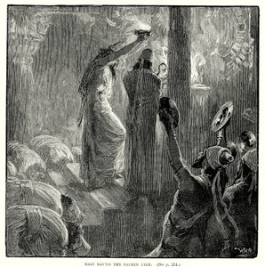 Reis Magos à volta do fogo sagrado (gravura) de English School