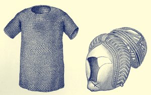 Casaco de correio e capacete de prata, antes de 450 d.C., de "A Short History of the English People de English School