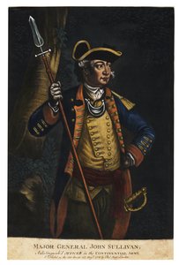 Major General John Sullivan, 1776 (mezzotint colorido à mão)