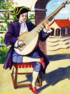 Homem, tocando, archlute de English School