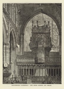 Catedral de Manchester, a tela do coro e órgão de English School