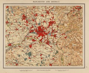 Manchester e distrito (litografia a cores) de English School