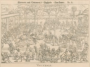 Maneiras e costumes do Englishe; Jardins Vauxhall, Londres de English School
