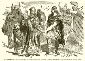 Maneiras dos anglo-dinamarqueses. - Encontro de Edmund Ironside e Canute, na ilha de Olney, 1016 de English School