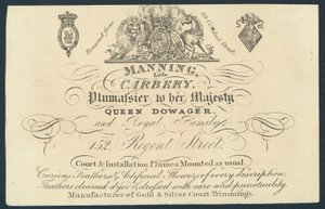 Manning, atrasado Carnery, plumassier, cartão de comércio de English School